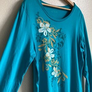 Crazy Shirts Hawaii Pima Cotton Floral Long Sleeve T-shirt Tee sz XXL